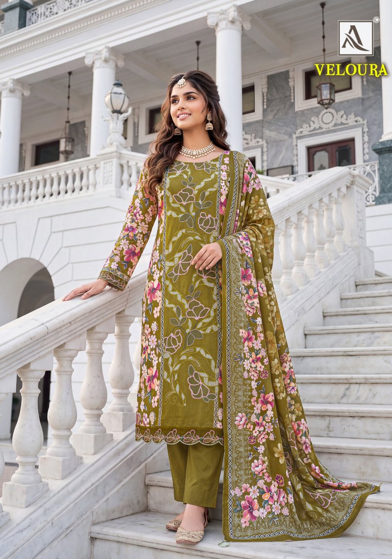 Veloura By Alok Viscose Maslin Printed Dress Material 